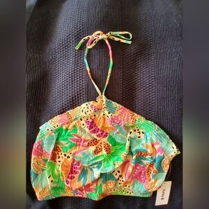 Nwt-Vibrant Multicolor Roxy Halter Top W/ Elastic Back